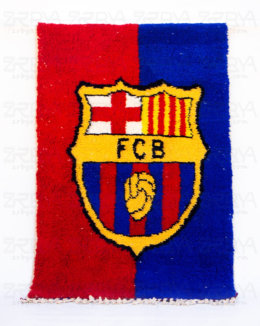 شعار برشلونة على خلفية من الأزرق والأحمر
